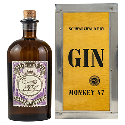 Monkey 47, Schwarzwald Dry Gin, 47 % Vol., 500 ml Holzbox