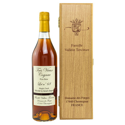 Vallein Tercinier, Tres Vieux Cognac, Fins Bois, Lot No. 68, Single Cask, 46,3 % Vol., 700 ml Holzbox