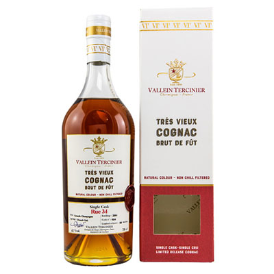 Vallein Tercinier, Rue 34, Single Cask, 2014, Cognac Grande Champagne, 42 % Vol., 700 ml Geschenkpackung
