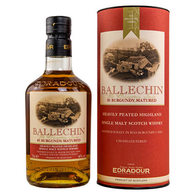 Ballechin, Heavily Peated Highland Single Malt Scotch Whisky, #1, Burgundy Cask Matured, 46 % Vol., 700 ml Geschenkpackung