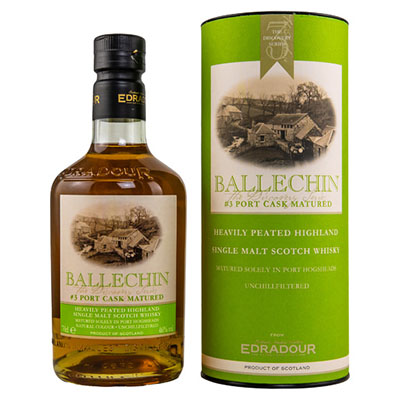 Ballechin, Heavily Peated Highland Single Malt Scotch Whisky, #3, Port Cask Matured, 46 % Vol., 700 ml Geschenkpackung