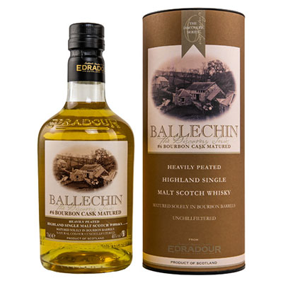 Ballechin, Heavily Peated Highland Single Malt Scotch Whisky, #6, Bourbon Cask Matured, 46 % Vol., 700 ml Geschenkpackung