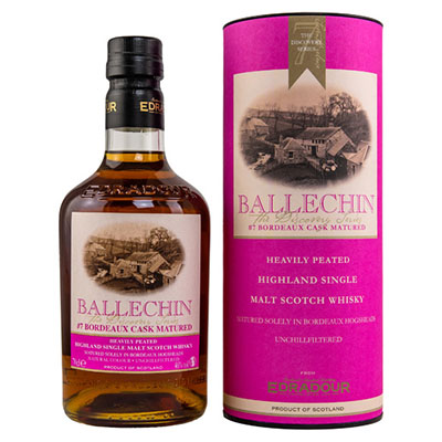 Ballechin, Heavily Peated Highland Single Malt Scotch Whisky, #7, Bordeaux Cask Matured, 46 % Vol., 700 ml Geschenkpackung