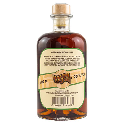 Hazellujah, Haselnuss Likör, 20 % Vol., 500 ml Flasche