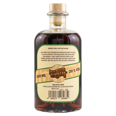 Hazellujah, Walnuss Likör, 20 % Vol., 500 ml Flasche