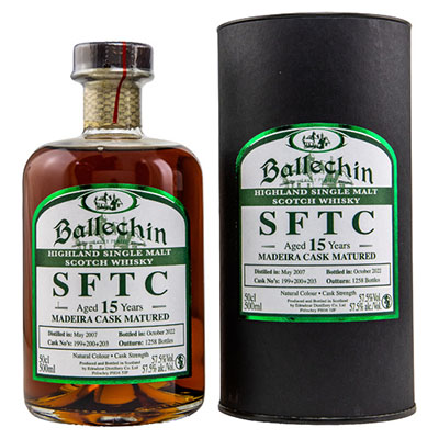 Ballechin, Highland Single Malt Scotch Whisky, SFTC, 2007/2022, 15 y.o., Madeira Cask, 57,5 % Vol., 0,5 l Flasche