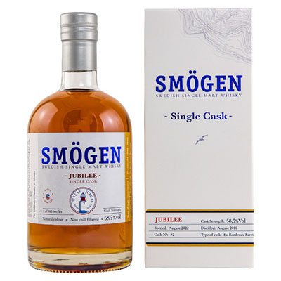 Smögen, Swedish Single Malt Whisky, Jubilee, 2010/2022, 12 y.o., 58,5 % Vol.
