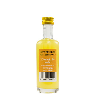 Nork, Zitrone-Ingwer-Likör, 20 % Vol., 50 ml Flasche