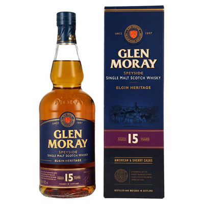 Glen Moray, Elgin Heritage, Speyside Single Malt Scotch Whisky, 15 Years Old, American Oak & Sherry Casks, 40 % Vol., 700 ml Geschenkpackung