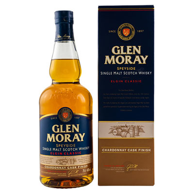 Glen Moray, Elgin Classic, Chardonnay Cask Finish, Speyside Single Malt Scotch Whisky, 40 % Vol., 700 ml Geschenkpackung
