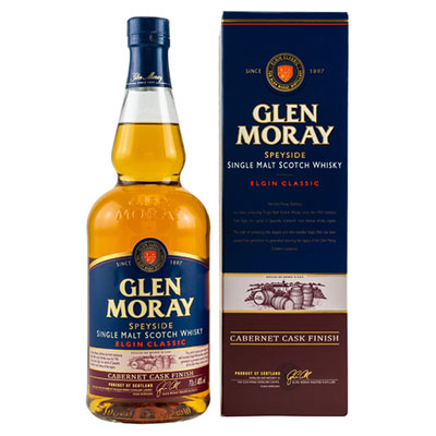 Glen Moray, Elgin Classic, Cabernet Cask Finish, Speyside Single Malt Scotch Whisky, 40 % Vol., 700 ml Geschenkpackung