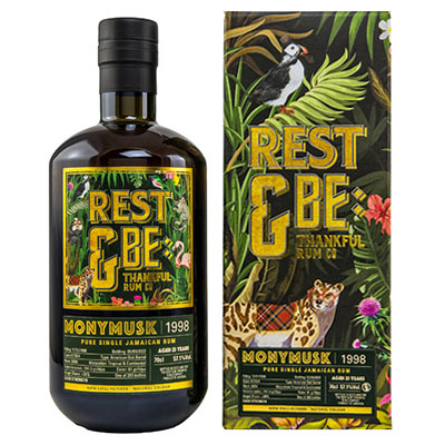 Rest & Be Thankful, Monymusk, Pure Single Jamaican Rum, 1998/2022, 23 y.o., MBK, Single Cask #27854, 57,1 % Vol., 700 ml Geschenkpackung